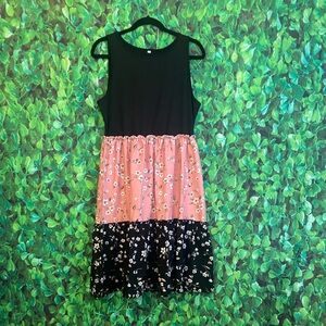 Floral Colorblock Dress(curvy size)